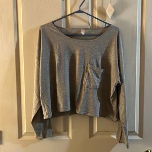 Grey American apparel oversized crop long sleeve shirt.